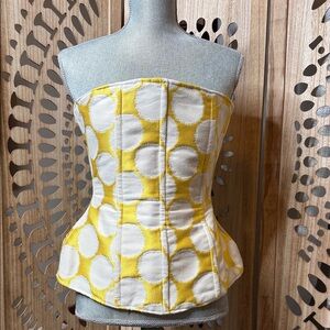 Chic Yellow and White Polka Dot Women's Corset Top